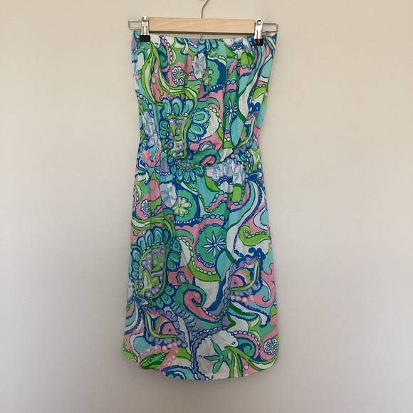 Lilly Pulitzer Windsor Strapless Jersey Dress Multi Conch Republic Sz S Sea Life - Picture 1 of 13